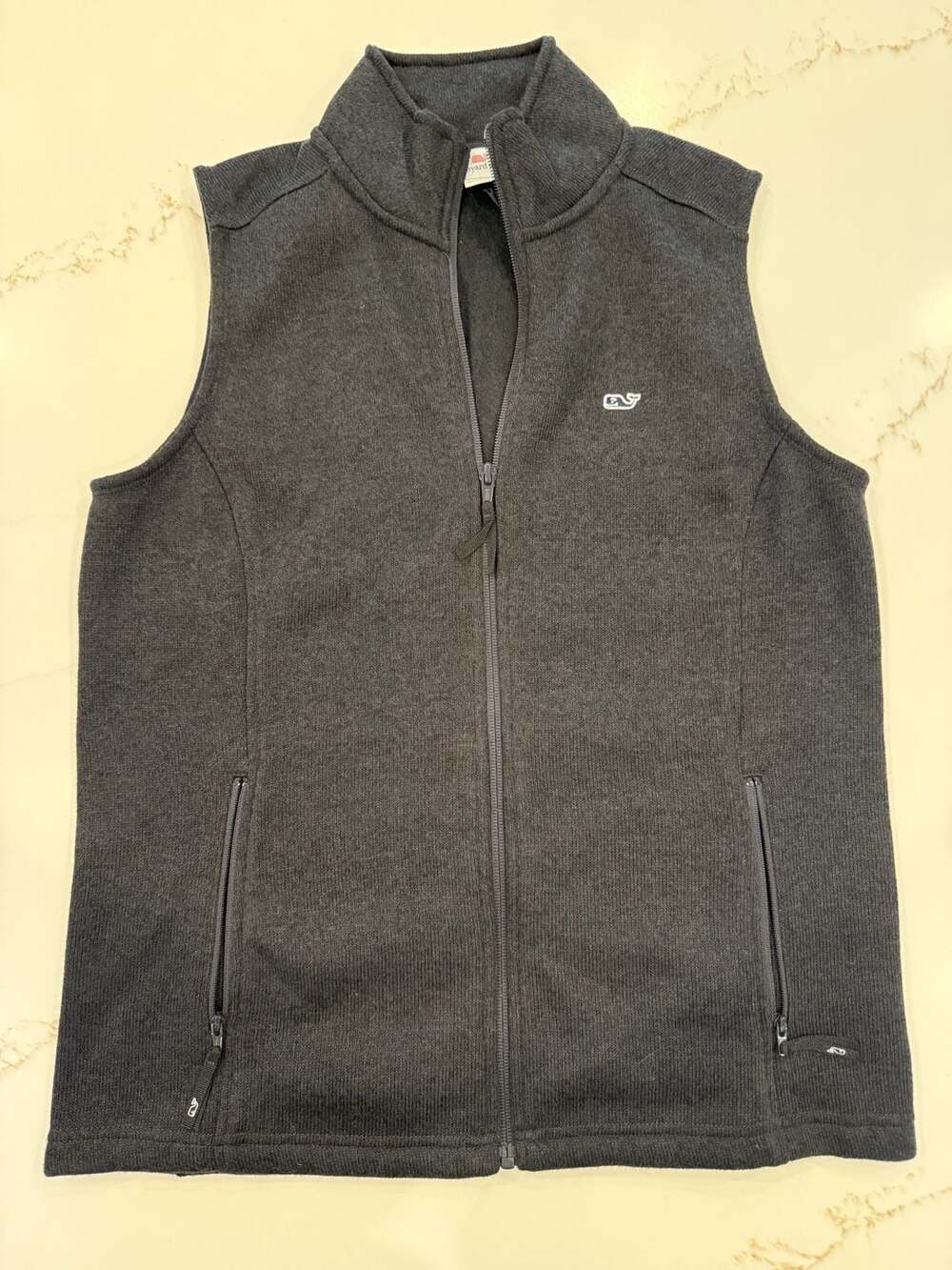 Vineyard Vines Men's Full Zip Sweater Fleece Vest Black Size Small